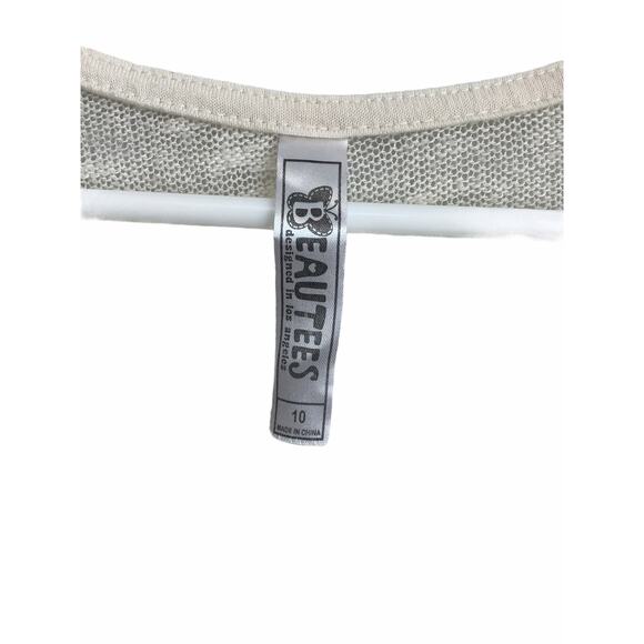 Beautees Beige Sleeveless Open Front Sweater 10 - Picture 3 of 3